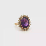 Load and play video in Gallery viewer, Yellow Gold Cocktail Ring with Oval Amethyst Cabochon