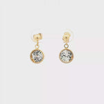 Load and play video in Gallery viewer, Yellow Gold Dangle Earrings with Brilliant-Cut Crystals