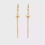 Load and play video in Gallery viewer, Elegant Yellow Gold Dangle Earrings with Delicate Chain Fringe