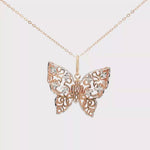 Load and play video in Gallery viewer, Rose &amp; White Gold Chain Necklace with Butterfly Pendant