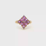 Load and play video in Gallery viewer, 9ct Gold Multi-Stone Ring with Oval Cabochon Amethysts