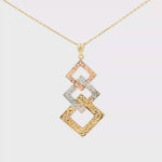 Load and play video in Gallery viewer, 14ct Tri-Color Diamond Shape Charm Necklace in Yellow Gold