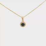 Load and play video in Gallery viewer, Yellow Gold Charm Necklace with Round CZ Pendant