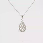 Load and play video in Gallery viewer, White Gold Teardrop Pendant Necklace in White Gold