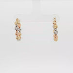 Load and play video in Gallery viewer, Tricolor Gold Ball Hoop Earrings in Yellow Gold