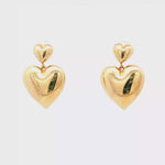 Load and play video in Gallery viewer, Yellow Gold Heart Drop Earrings