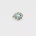 Load and play video in Gallery viewer, White Gold Cocktail Ring with Bluish-Green Aquamarine
