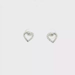 Load and play video in Gallery viewer, White Gold Heart-Shaped CZ Stud Earrings