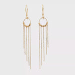 Load and play video in Gallery viewer, Elegant Yellow Gold Beaded Chain Dangle Earrings