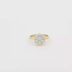 Load and play video in Gallery viewer, Yellow Gold Ring with Round Cut CZ Cluster