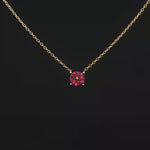 Load and play video in Gallery viewer, 14k Yellow Gold Ruby Cluster Pendant Necklace