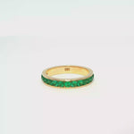 Load and play video in Gallery viewer, Yellow Gold Eternity Ring with Round Cabochon Emeralds