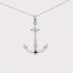Load and play video in Gallery viewer, White Gold Anchor Charm Necklace in White Gold Finish