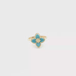 Load and play video in Gallery viewer, Yellow Gold Multi-Stone Ring with Bluish Turquoise Flower Design