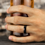Load image into Gallery viewer, Men's Wedding Band | The Regular Dome Fit | Black Titanium | Elysium