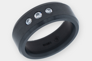 Black Diamond - Men’s Ring 8mm - Triple Stone Inset - ARES - Elysium Black Diamond