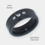 Load image into Gallery viewer, Black Diamond - Men’s Ring 8mm - Triple Stone Inset - ARES - Elysium Black Diamond